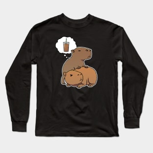 Capybara thirsty for Iced Coffee Long Sleeve T-Shirt